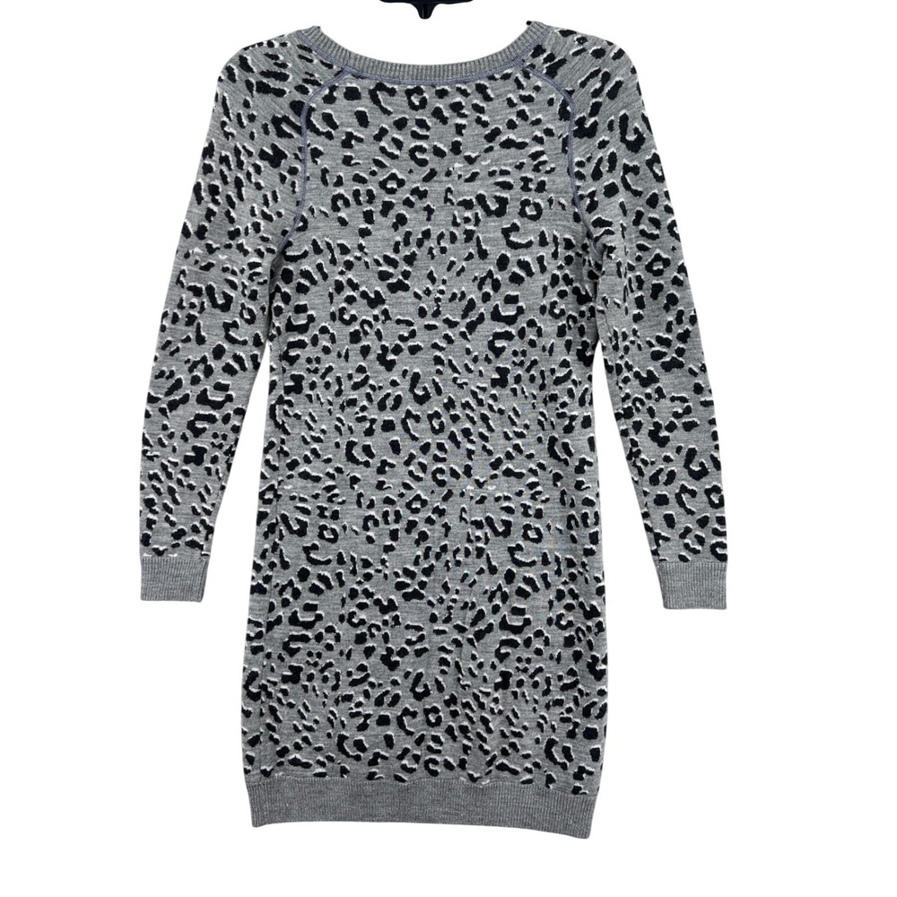 Ann Taylor LOFT Leopard Print Wool Blend Above Knee Sweater‎ Dress XSP Gray Chic - Picture 2 of 6